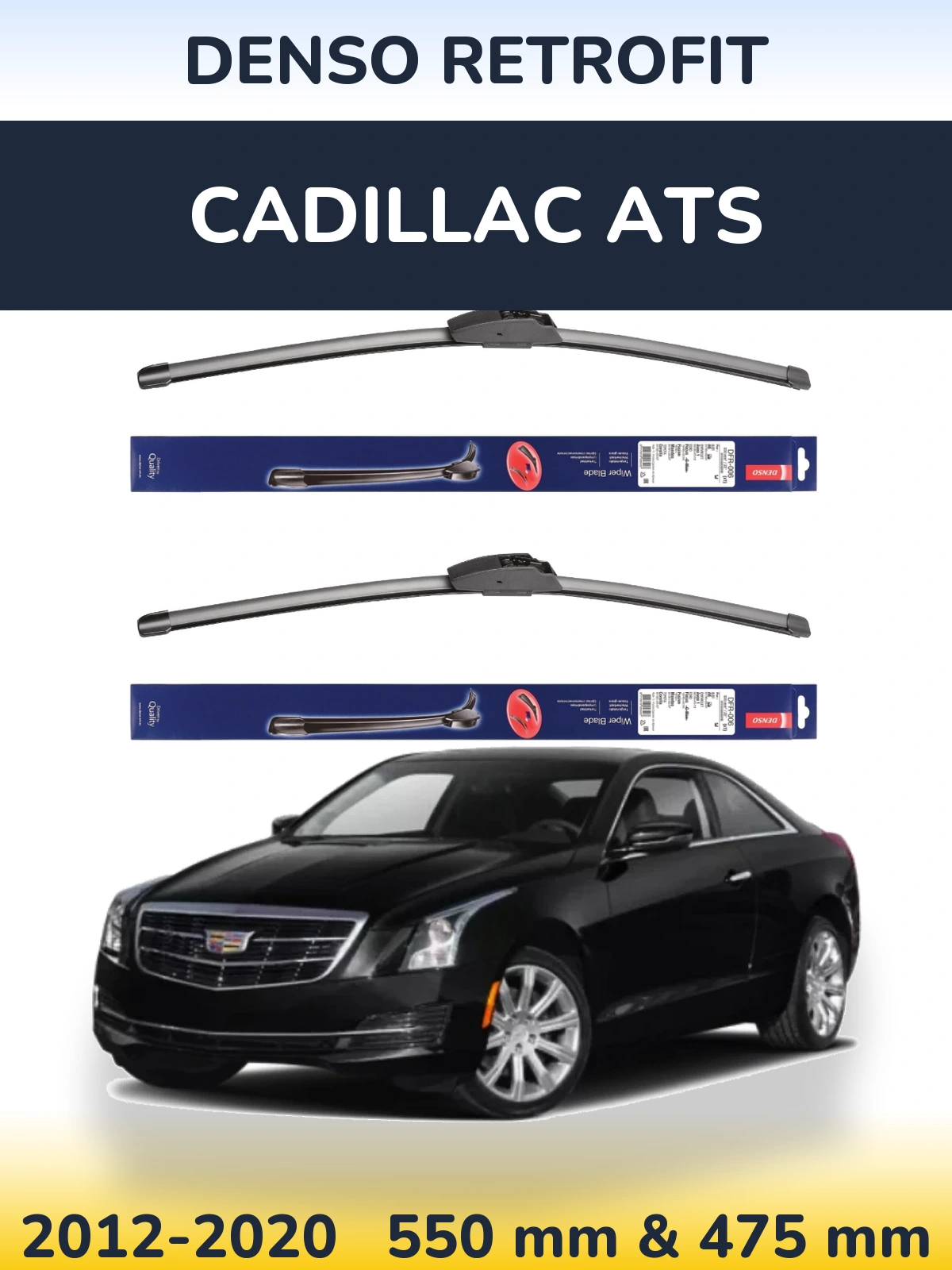 Front wiper blade set Denso Retrofit 550 & 475 mm for Cadillac ATS 2012-2020