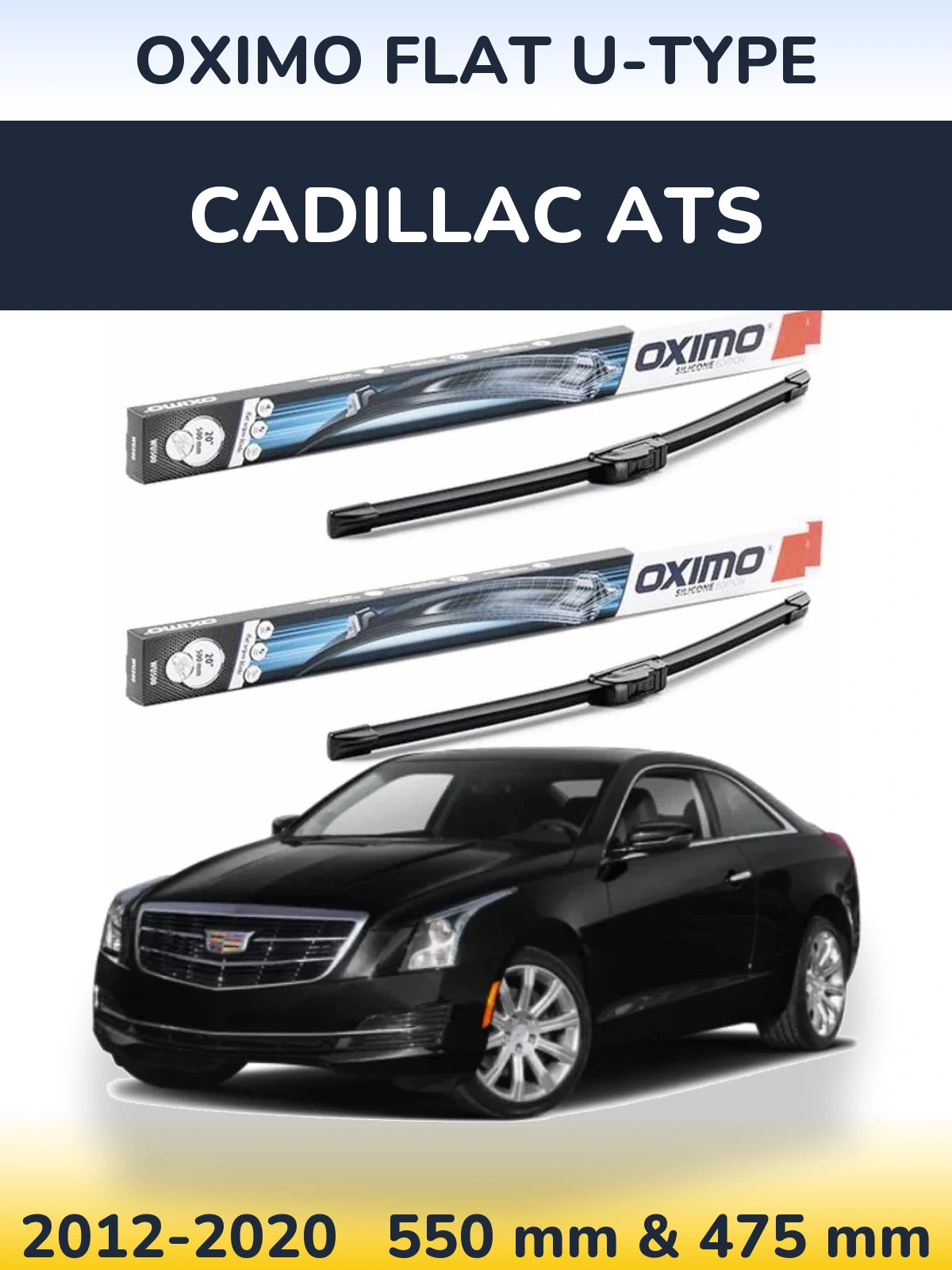 Комплект передних дворников Oximo Flat U-type 550 & 475 мм для Cadillac ATS 2012-2020
