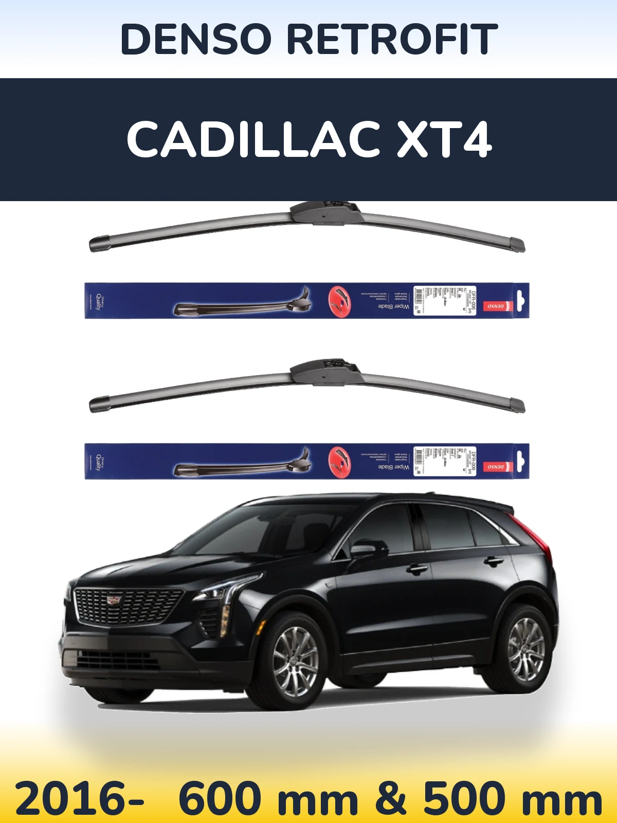 Комплект передних дворников Denso Retrofit 600 & 500 мм для Cadillac XT4 2016-2026