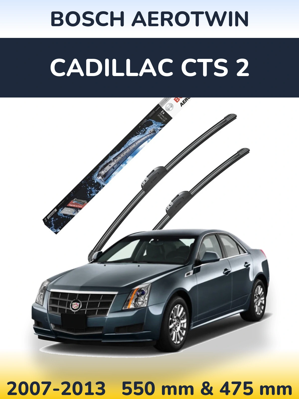 Комплект передніх щіток BOSCH AeroTwin 550 & 475 мм для Cadillac CTS 2 2007-2013