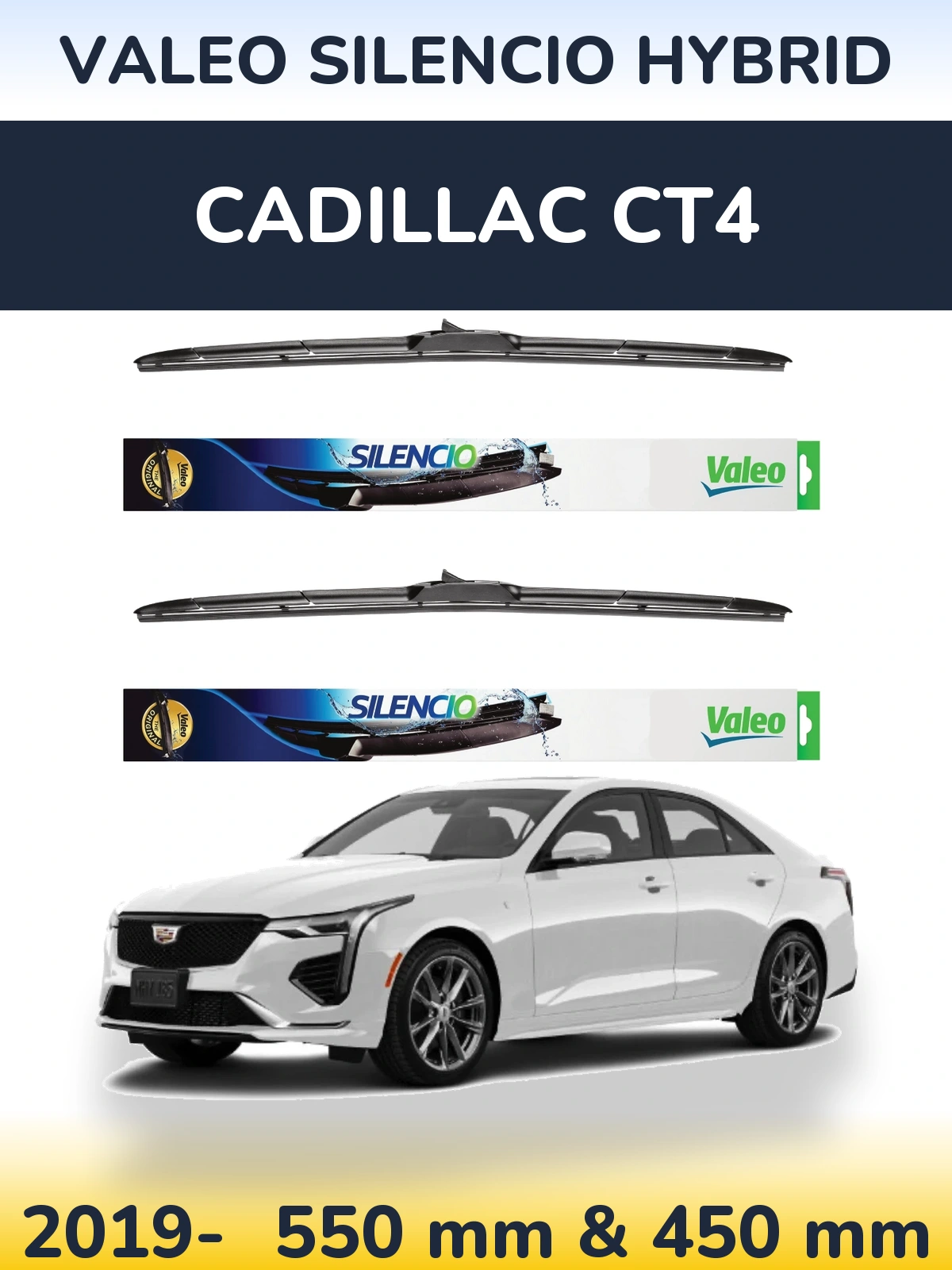 Комплект передних дворников Valeo Silencio Hybrid 550 & 450 мм для Cadillac CT4 2019-2026