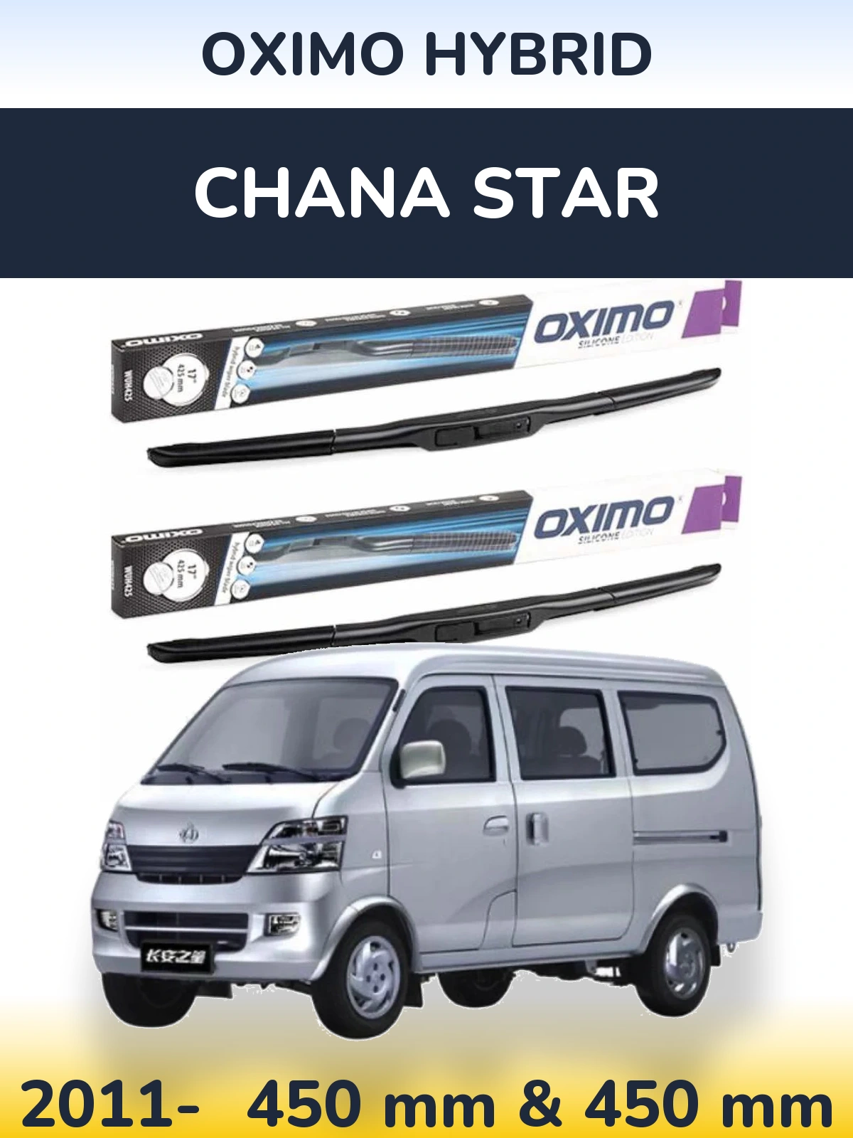 Front wiper blade set Oximo Hybrid 450 & 450 mm for Chana Star 2011-2026