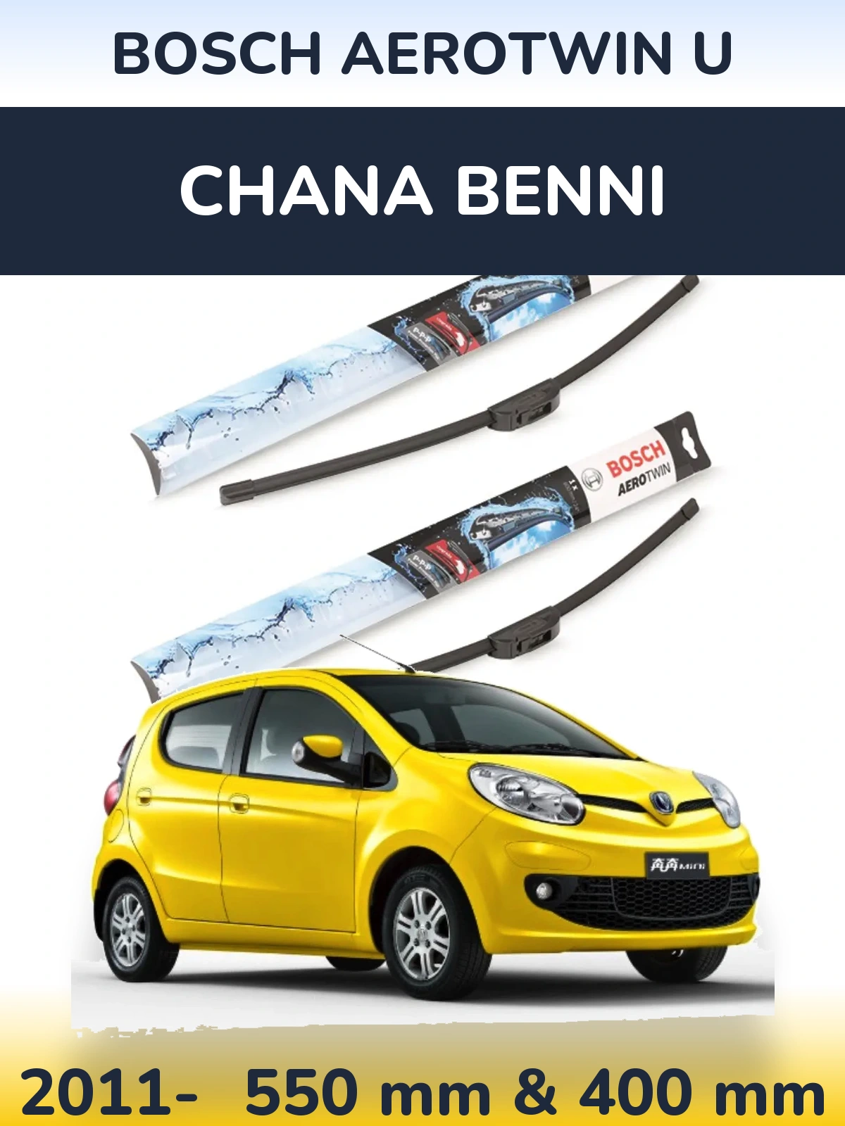 Комплект передніх щіток BOSCH AeroTwin U 550 & 400 мм для Chana Benni 2011-2026