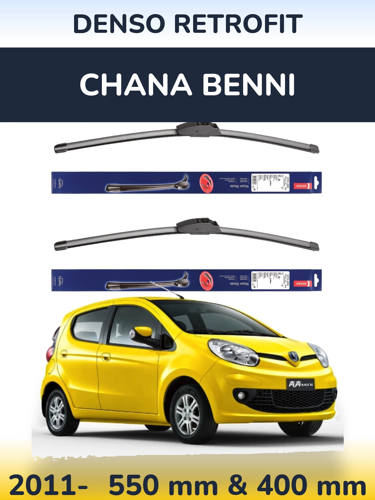 Комплект передніх щіток Denso Retrofit 550 & 400 мм для Chana Benni 2011-2026