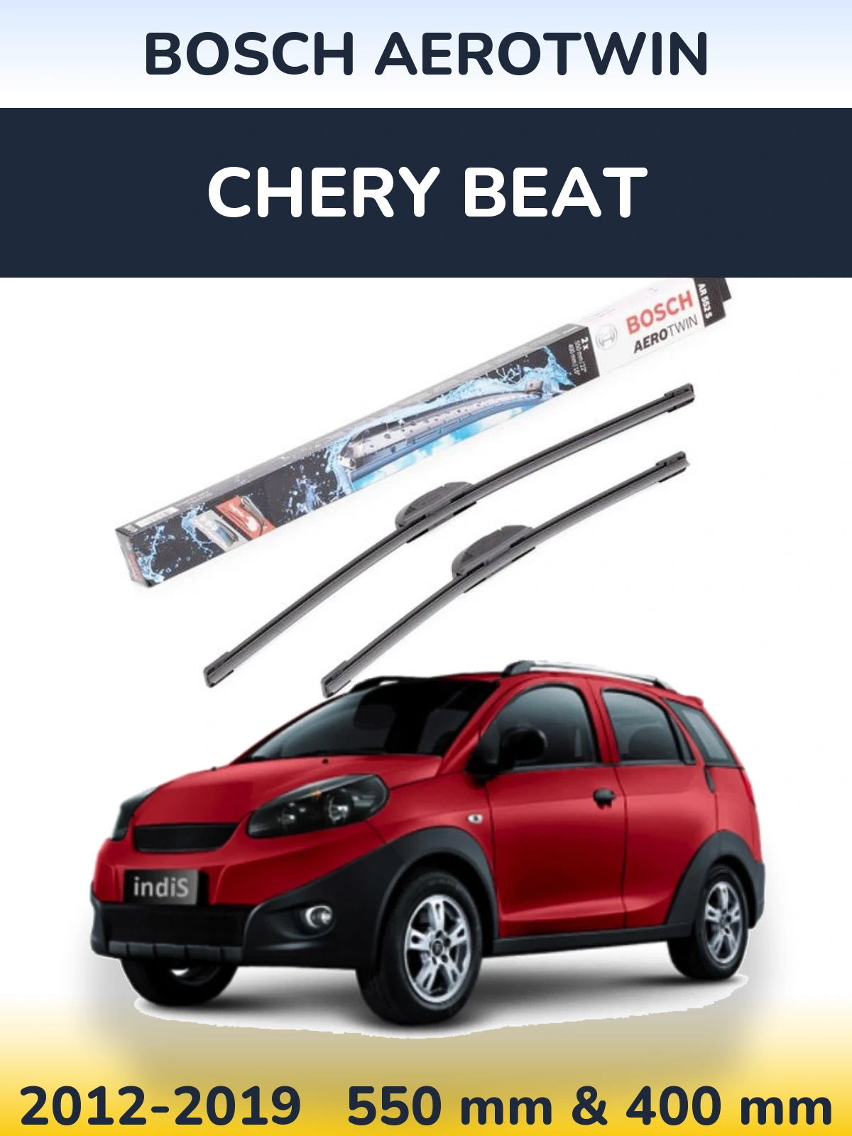 Front wiper blade set BOSCH AeroTwin 550 & 400 mm for Chery Beat 2012-2019