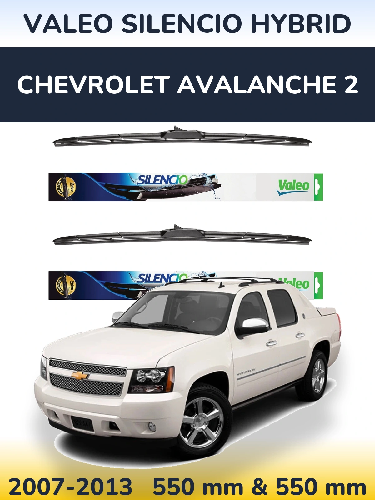 Комплект передних дворников Valeo Silencio Hybrid 550 & 550 мм для Chevrolet Avalanche 2 2007-2013