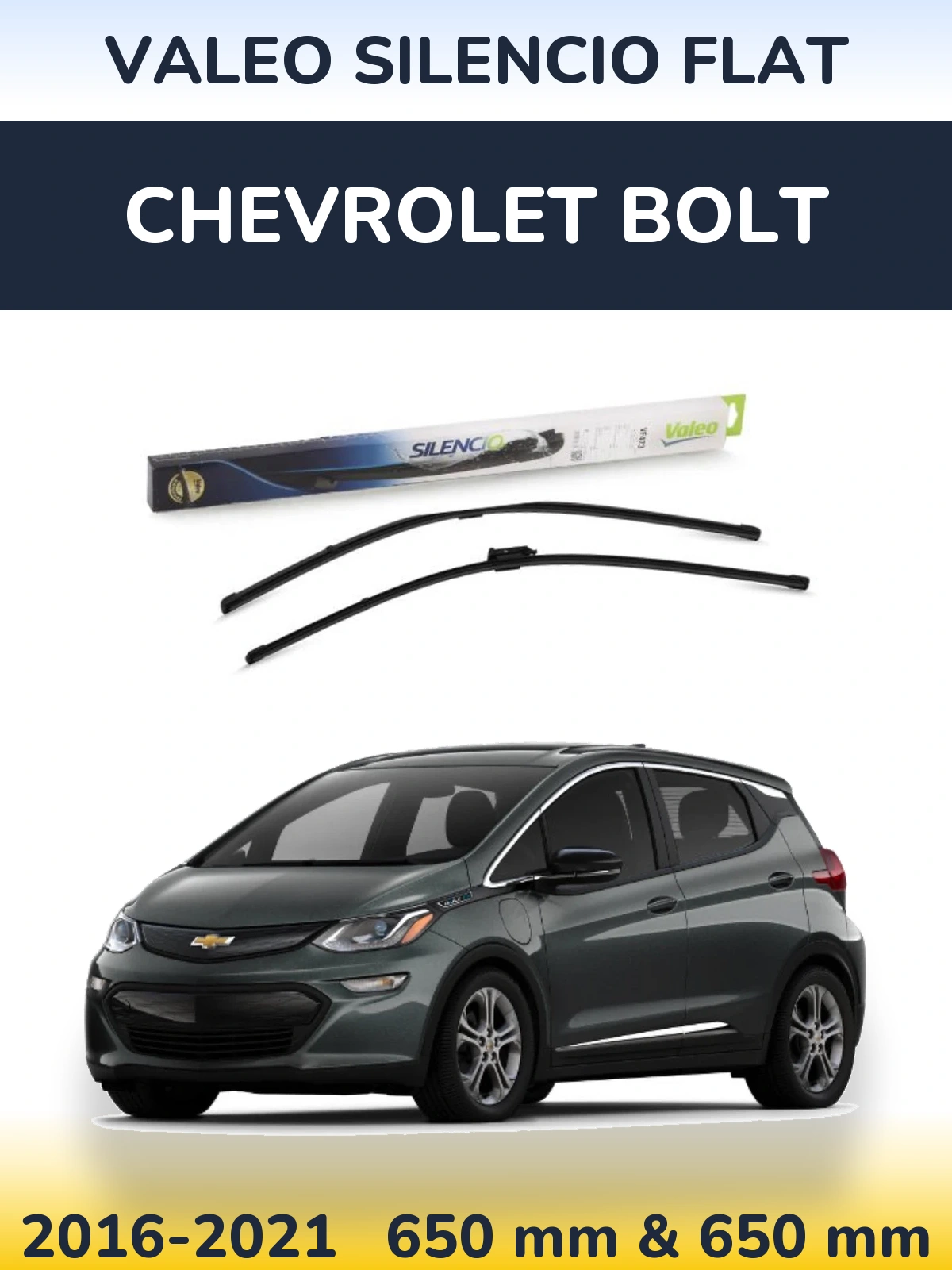 Комплект передних дворников Valeo Silencio Flat 650 & 650 мм для Chevrolet Bolt 2016-2021