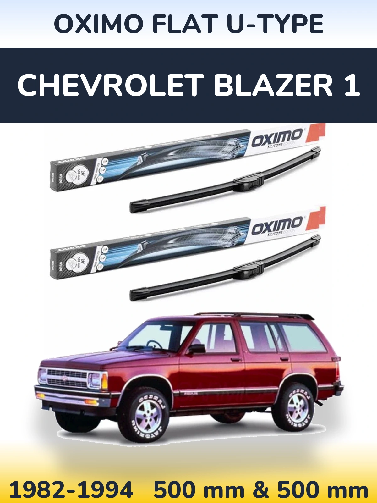 Комплект передних дворников Oximo Flat U-type 500 & 500 мм для Chevrolet Blazer 1 1982-1994