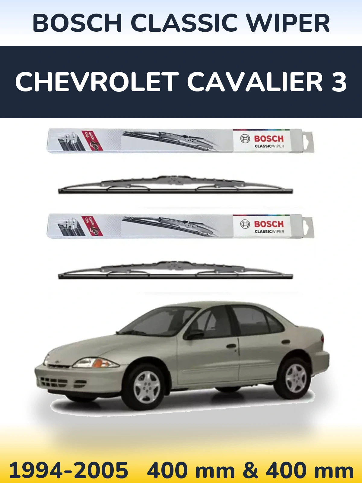 Front wiper blade set BOSCH Classic Wiper 400 & 400 mm for Chevrolet Cavalier 3 1994-2005