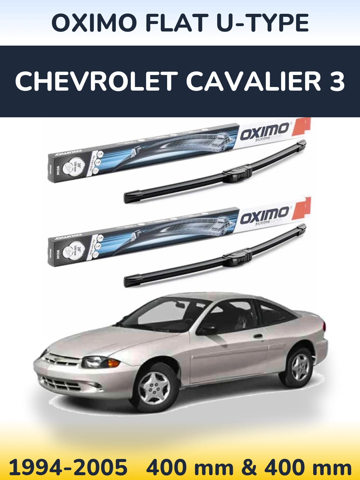 Комплект передних дворников Oximo Flat U-type 400 & 400 мм для Chevrolet Cavalier 3 1994-2005