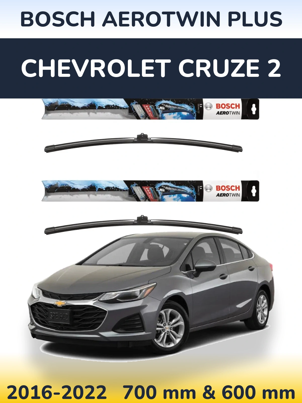 Комплект передніх щіток BOSCH AeroTwin Plus 700 & 600 мм для Chevrolet Cruze 2 2016-2022