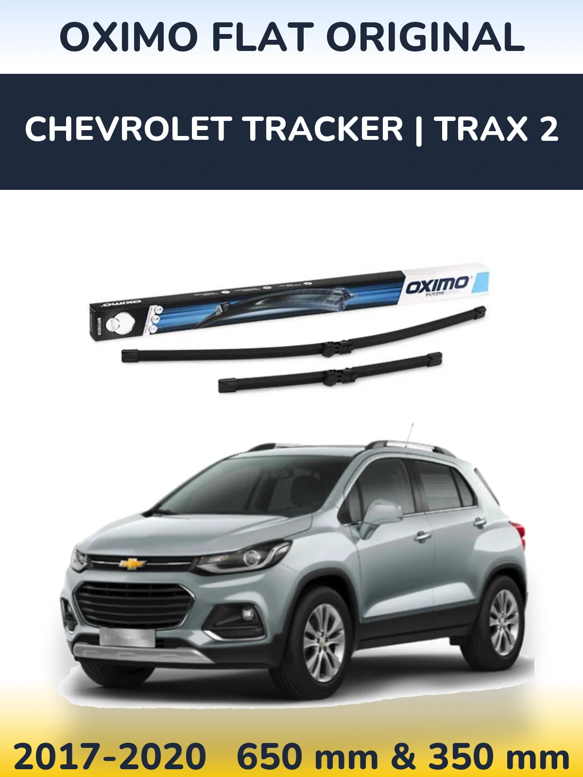 Front wiper blade set Oximo Flat Original 650 & 350 mm for Chevrolet Tracker | Trax 2 2017-2020