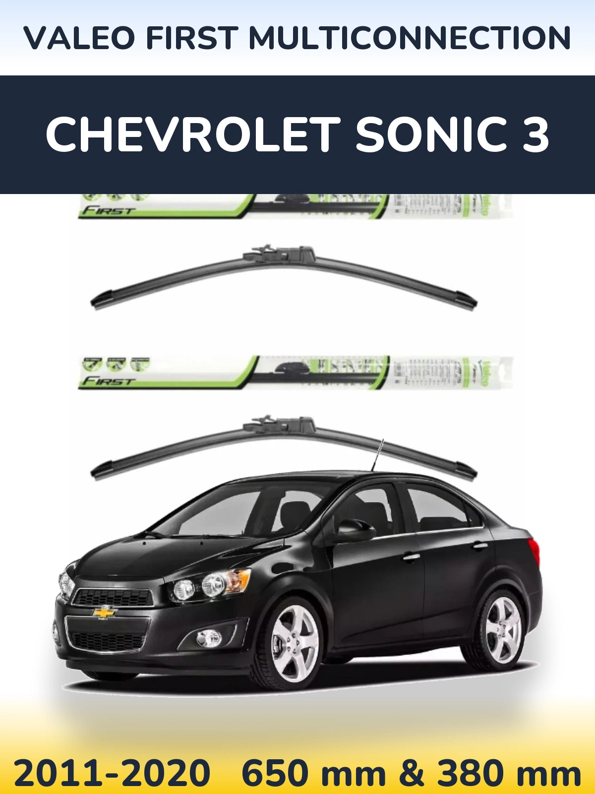 Комплект передних дворников Valeo First MultiConnection 650 & 380 мм для Chevrolet Sonic 3 2011-2020