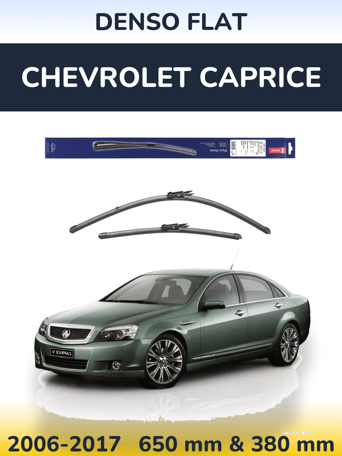 Front wiper blade set Denso Flat 650 & 380 mm for Chevrolet Caprice 2006-2017