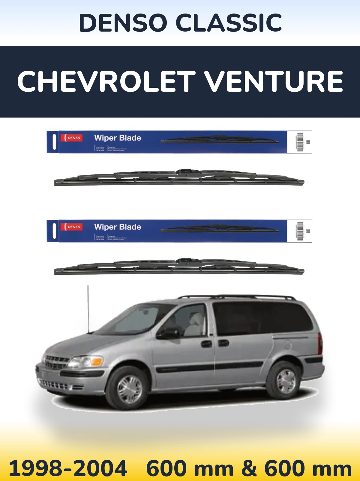 Front wiper blade set Denso Classic 600 & 600 mm for Chevrolet Venture 1998-2004