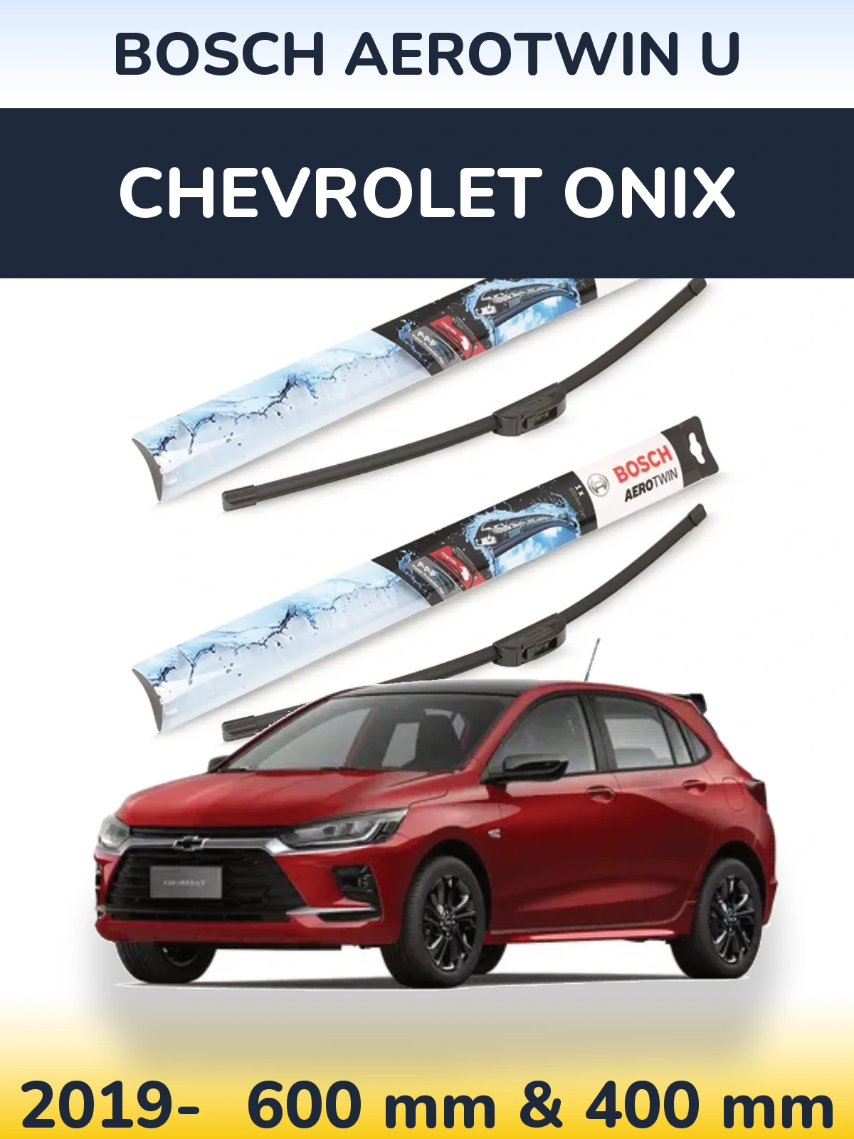 Комплект передних дворников BOSCH AeroTwin U 600 & 400 мм для Chevrolet Onix 2019-2026