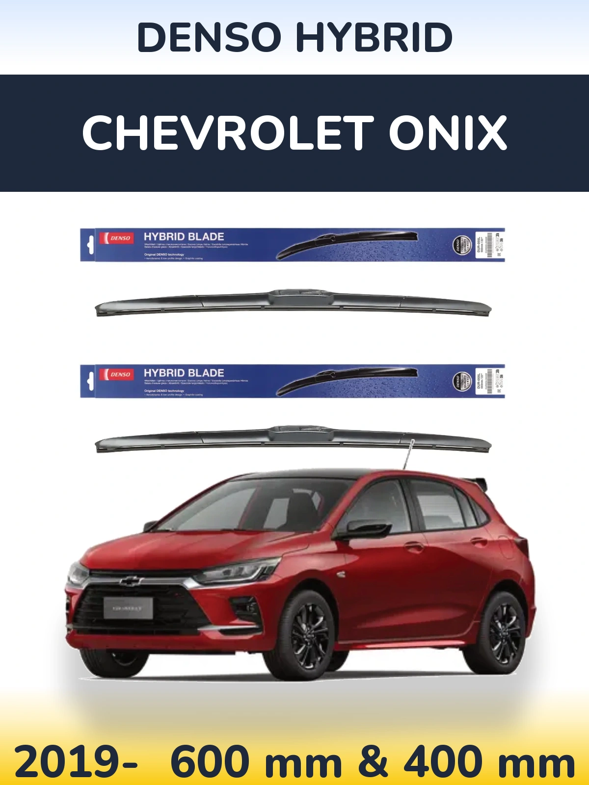 Комплект передних дворников Denso Hybrid 600 & 400 мм для Chevrolet Onix 2019-2026