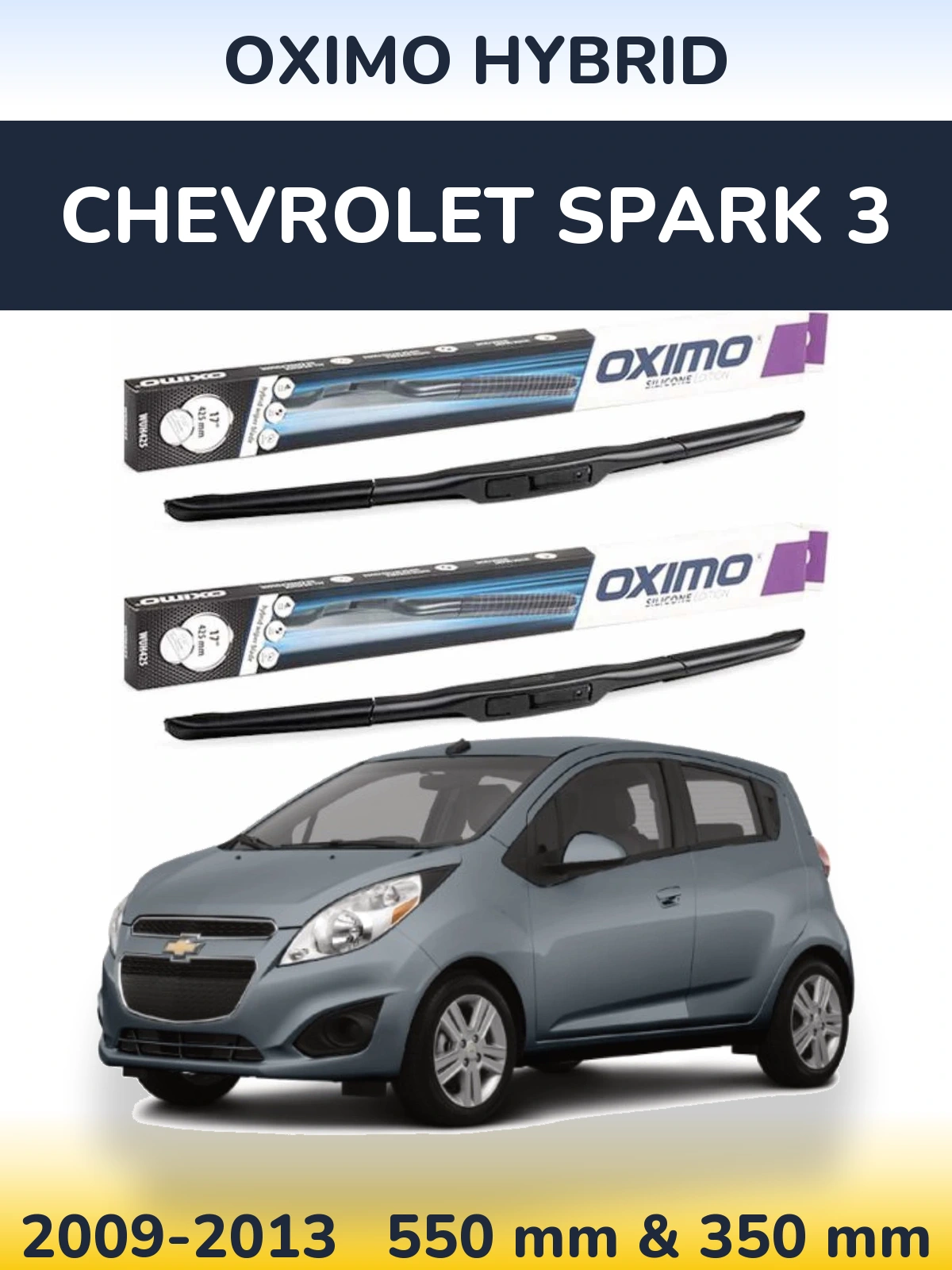 Front wiper blade set Oximo Hybrid 550 & 350 mm for Chevrolet Spark 3 2009-2013