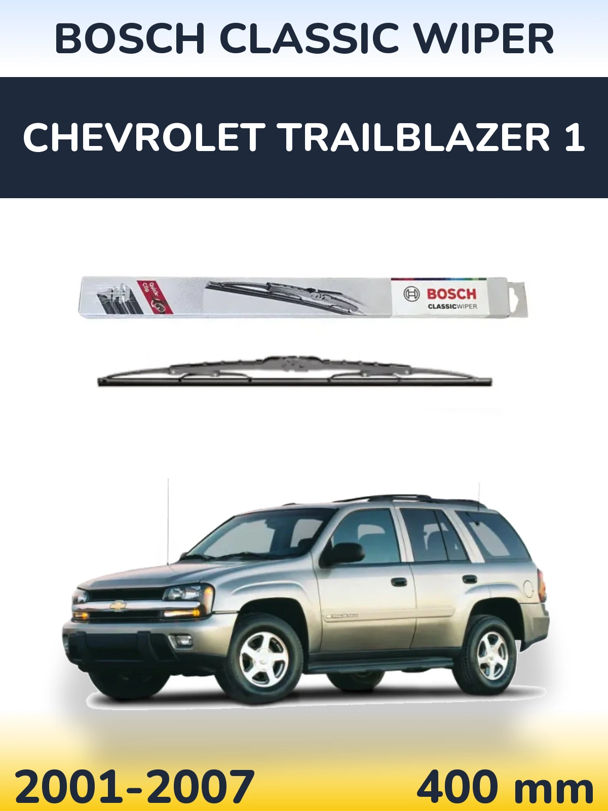 Rear wiper blade BOSCH Classic Wiper 400 mm for Chevrolet TrailBlazer 1 2001-2007