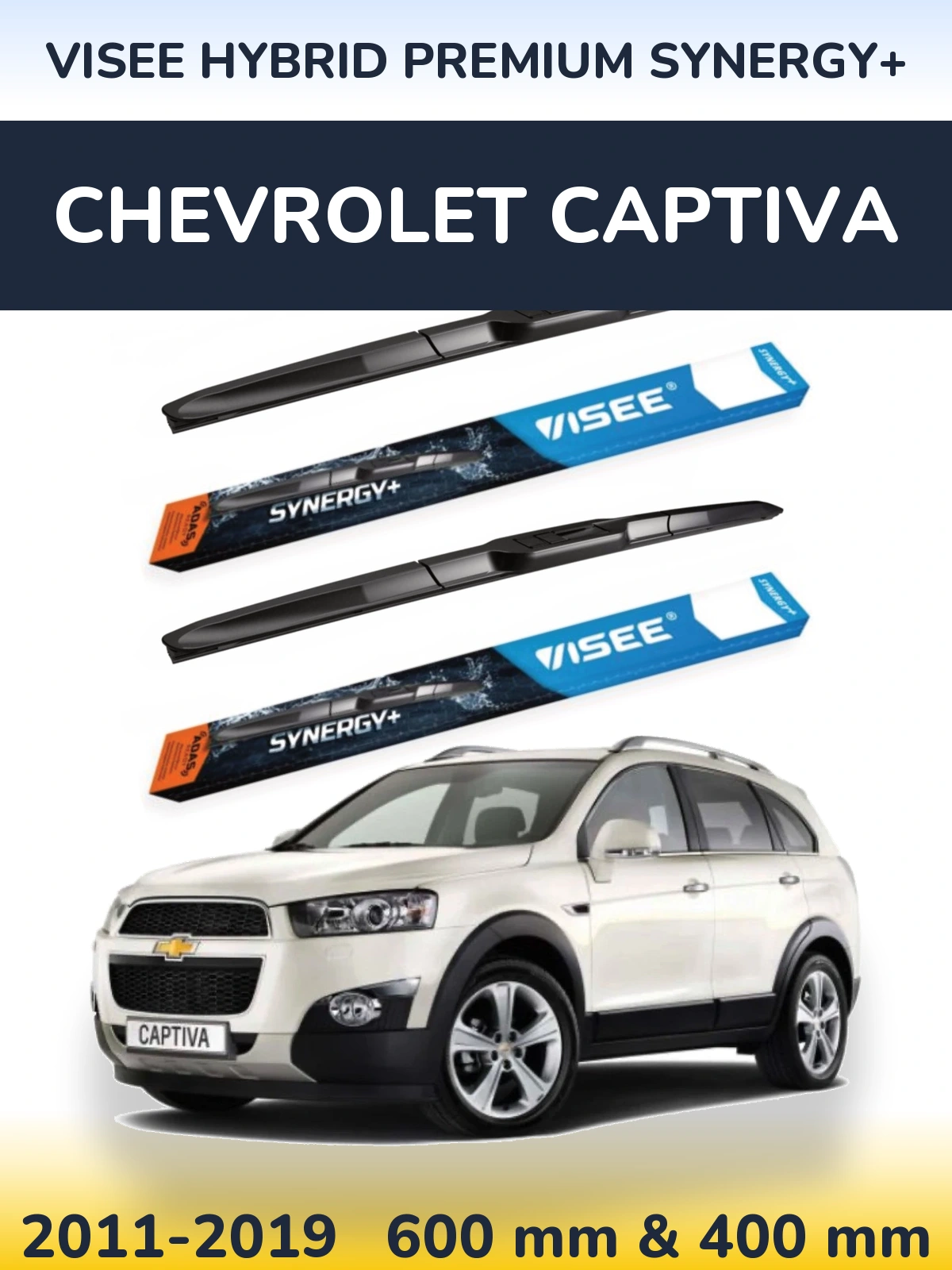 Комплект передних дворников VISEE HYBRID PREMIUM SYNERGY+ 600 & 400 мм для Chevrolet Captiva 2011-2019