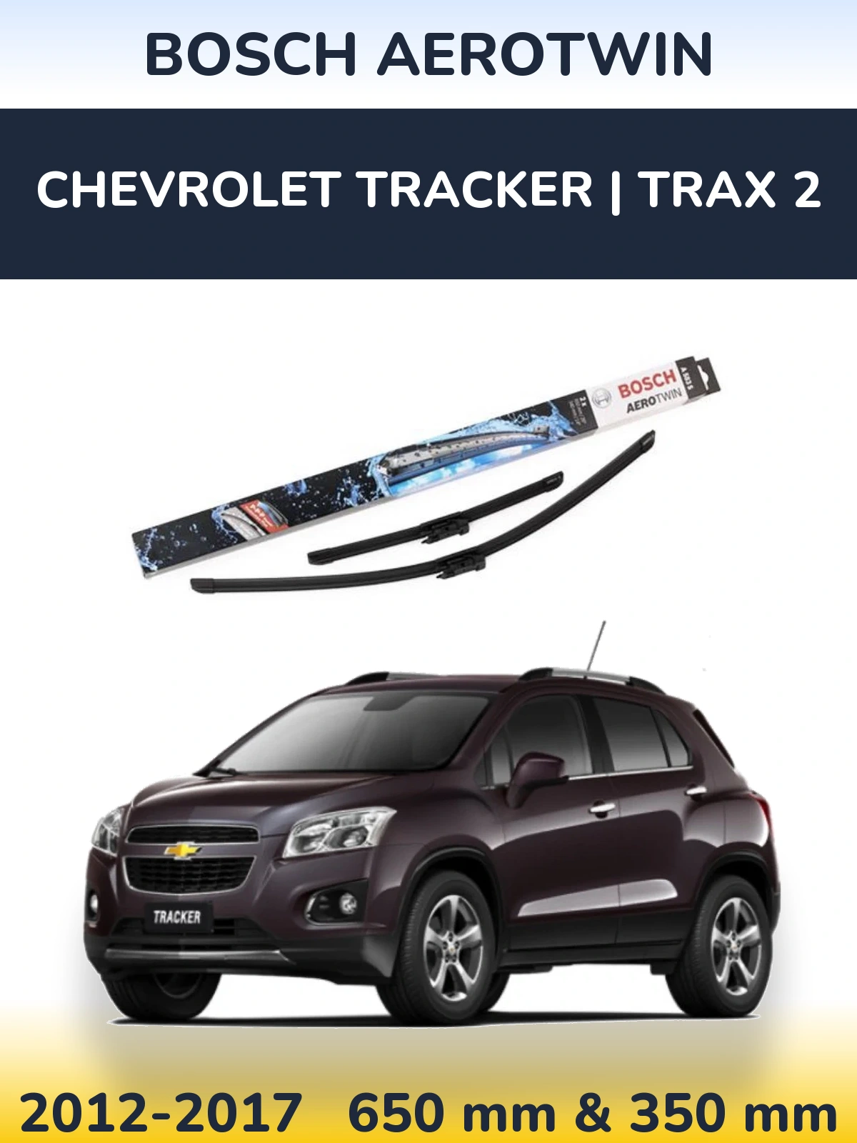 Front wiper blade set BOSCH AeroTwin 650 & 340 mm for Chevrolet Tracker | Trax 2 2012-2017
