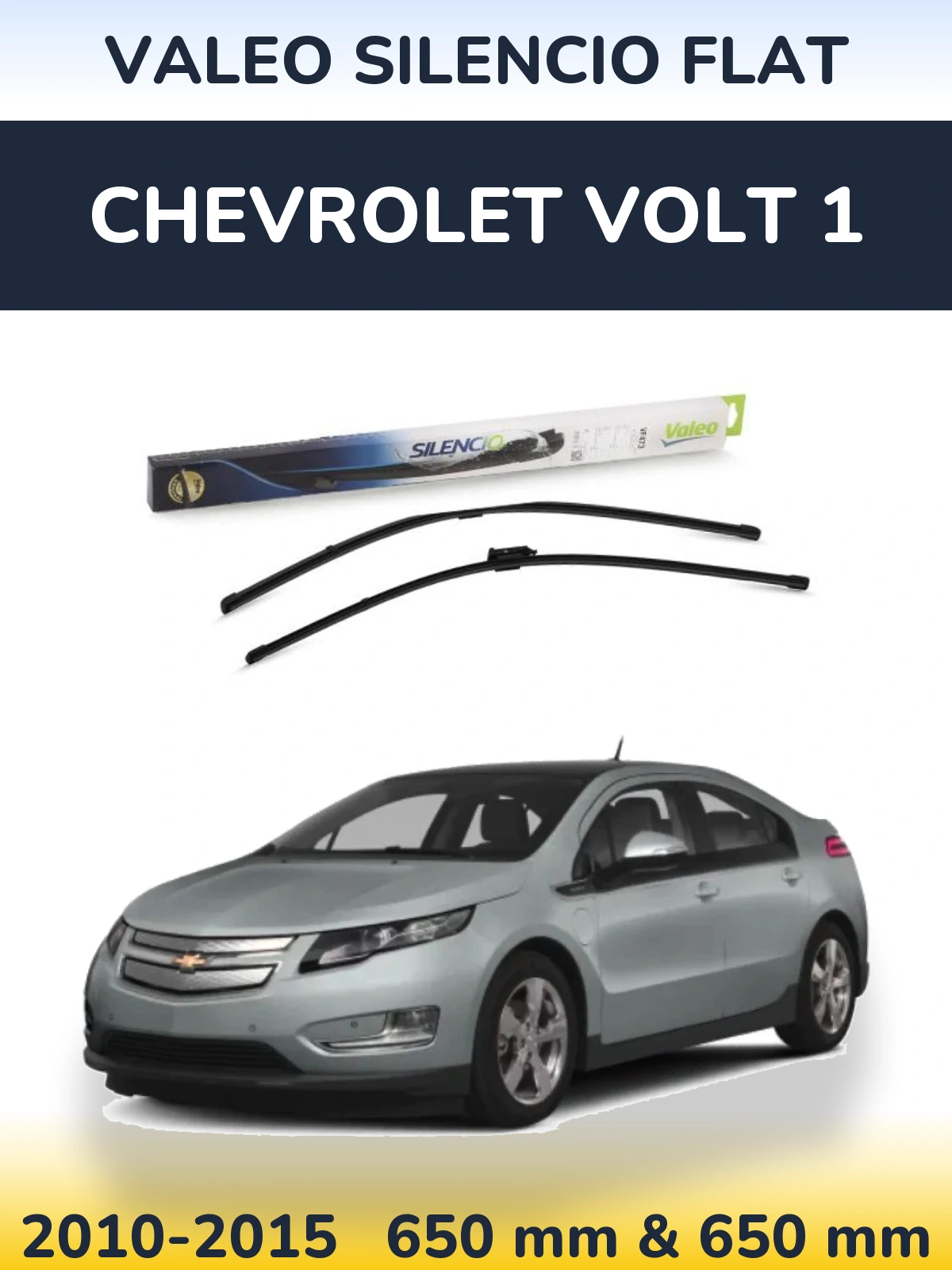 Front wiper blade set Valeo Silencio Flat 650 & 650 mm for Chevrolet Volt 1 2010-2015