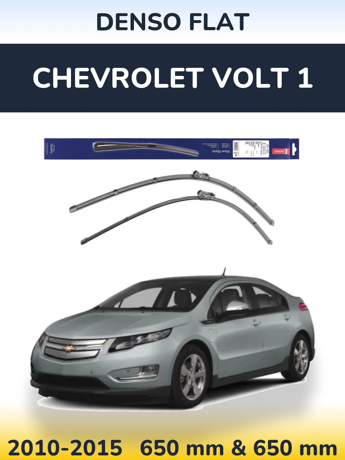Front wiper blade set Denso Flat 650 & 650 mm for Chevrolet Volt 1 2010-2015