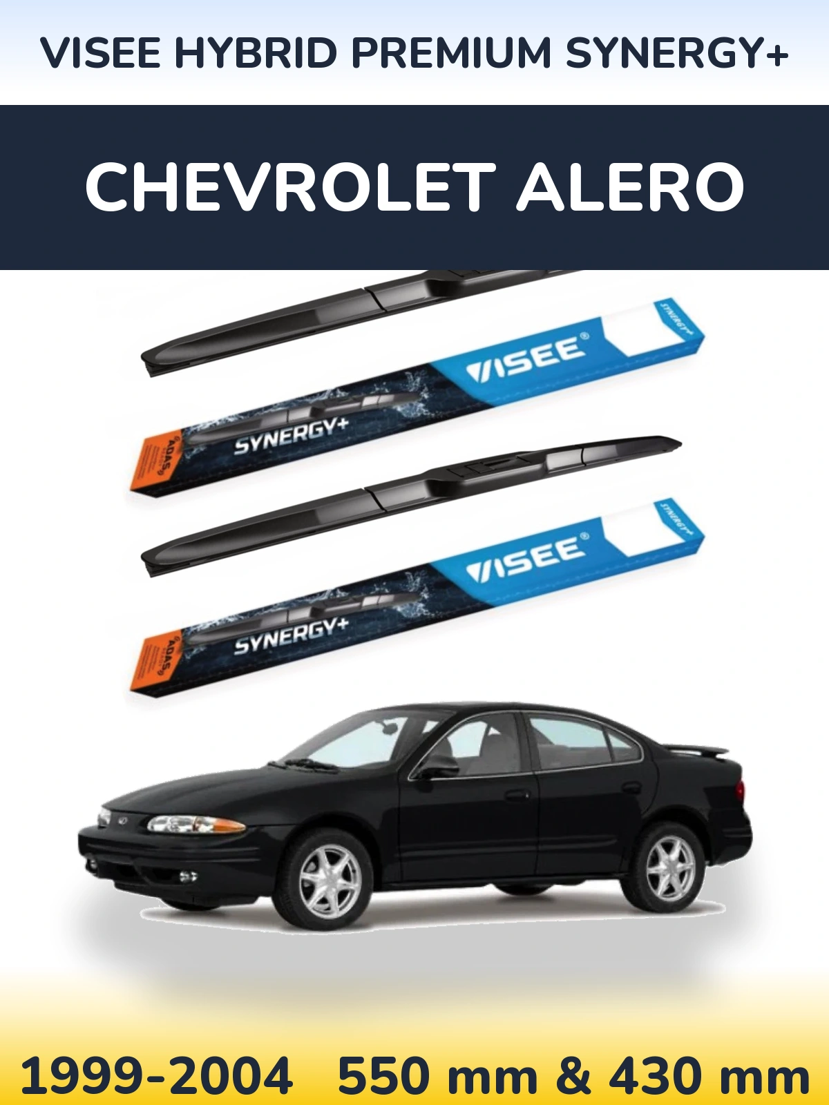 Front wiper blade set VISEE HYBRID PREMIUM SYNERGY+ 550 & 430 mm for Chevrolet Alero 1999-2004