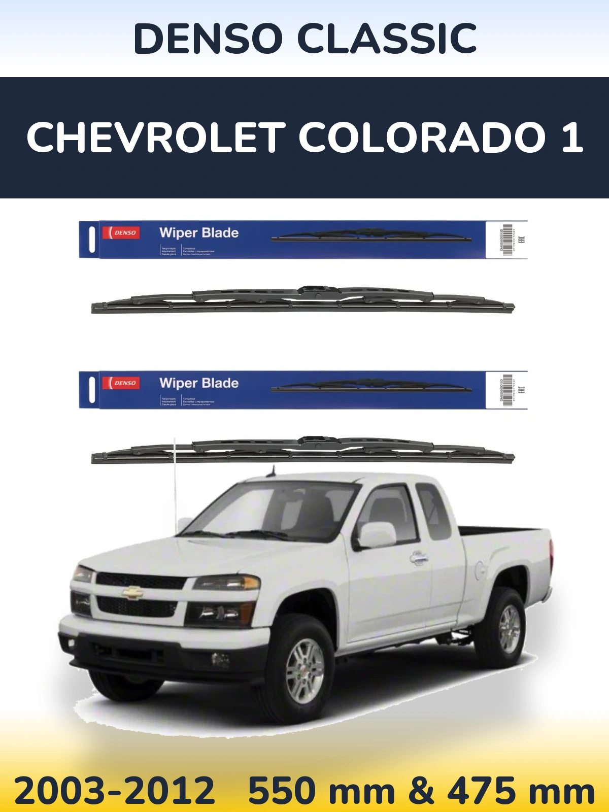 Front wiper blade set Denso Classic 550 & 475 mm for Chevrolet Colorado 1 2003-2012