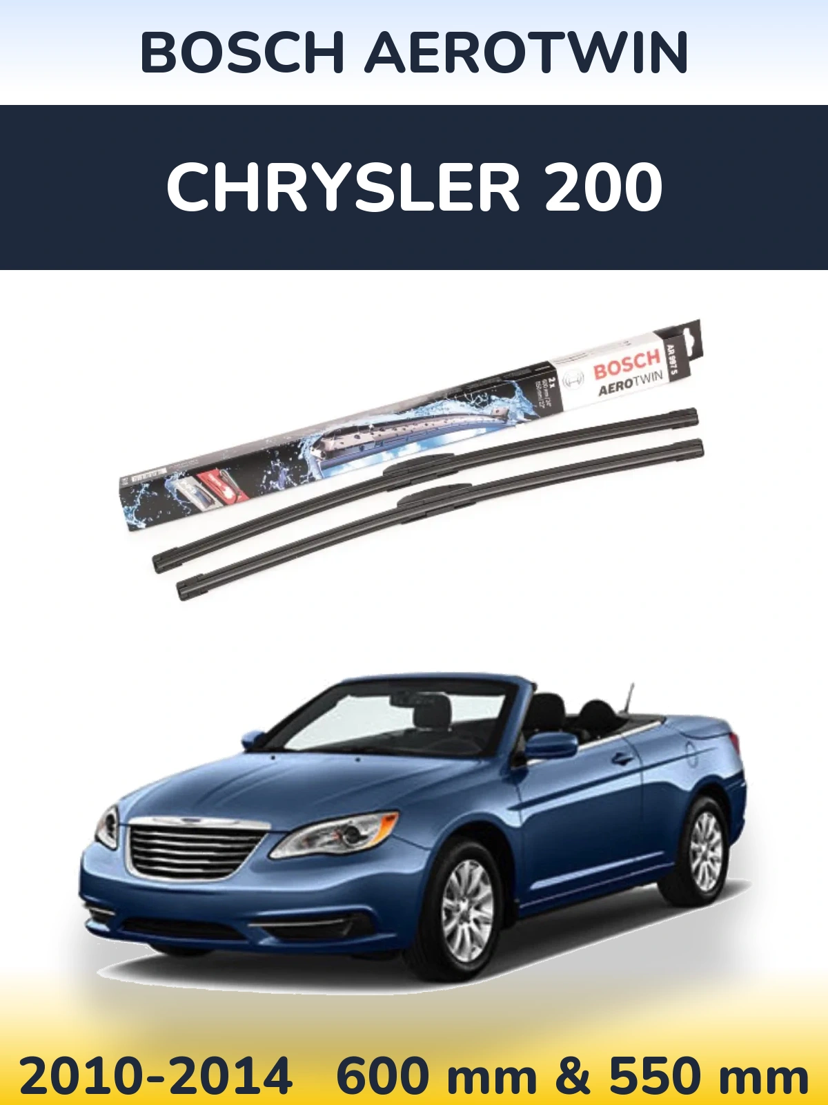 Комплект передніх щіток BOSCH AeroTwin 600 & 550 мм для Chrysler 200 2010-2014