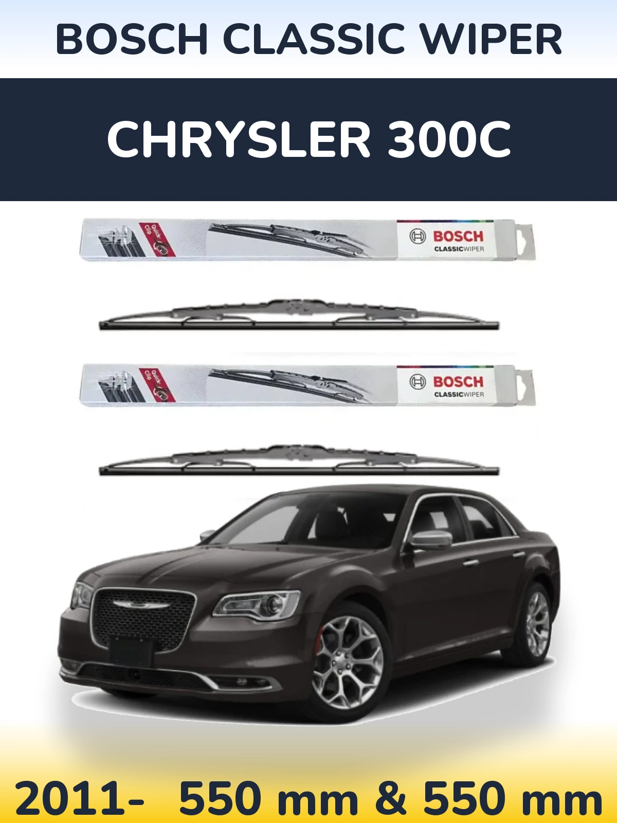 Комплект передних дворников BOSCH Classic Wiper 550 & 550 мм для Chrysler 300C 2011-2026