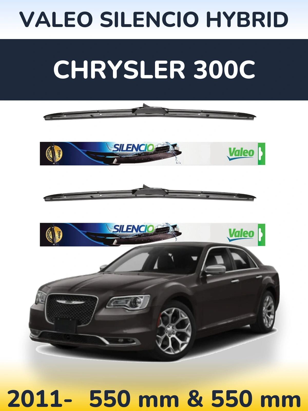 Комплект передних дворников Valeo Silencio Hybrid 550 & 550 мм для Chrysler 300C 2011-2026