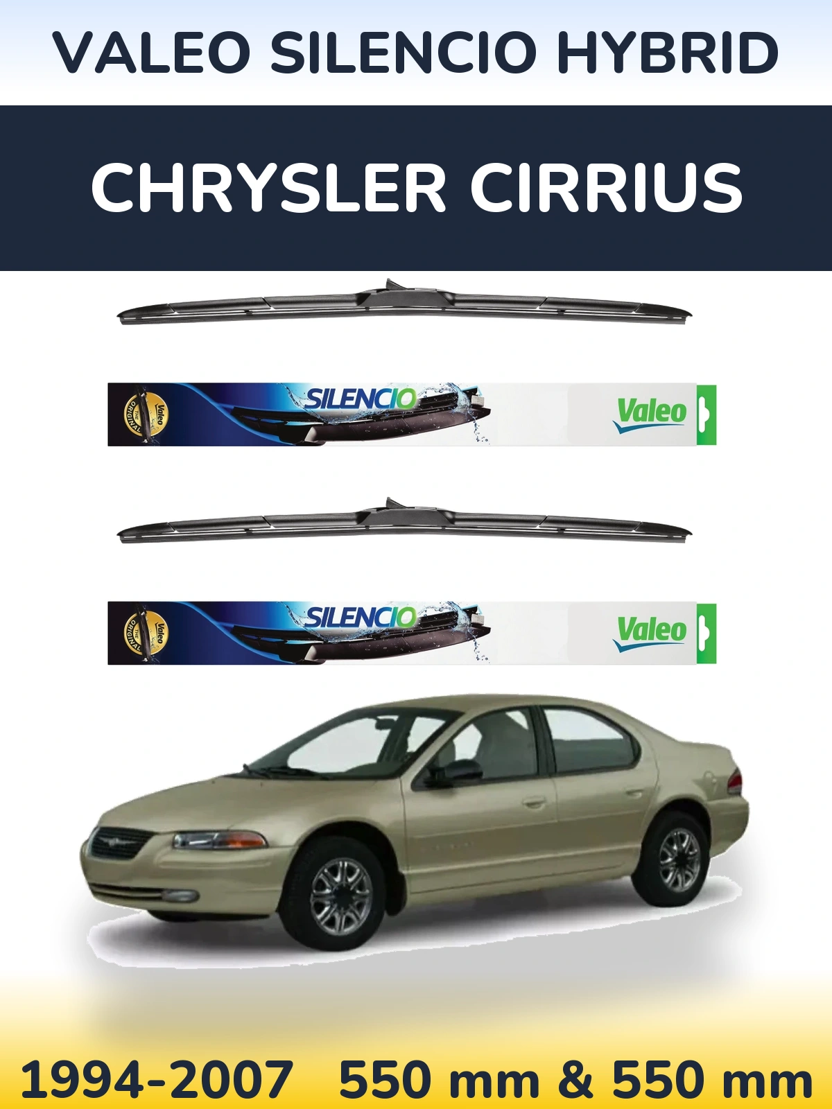 Комплект передних дворников Valeo Silencio Hybrid 550 & 550 мм для Chrysler Cirrius 1994-2007