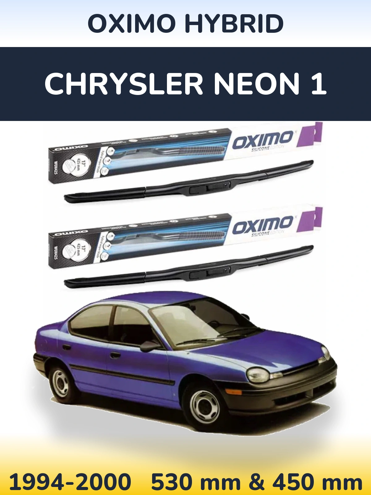 Комплект передніх щіток Oximo Hybrid 530 & 450 мм для Chrysler Neon 1 1994-2000