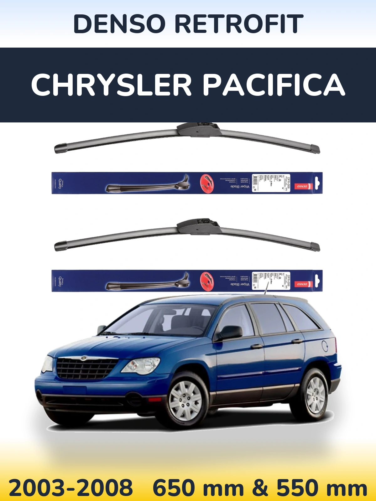 Комплект передніх щіток Denso Retrofit 650 & 550 мм для Chrysler Pacifica 2003-2008