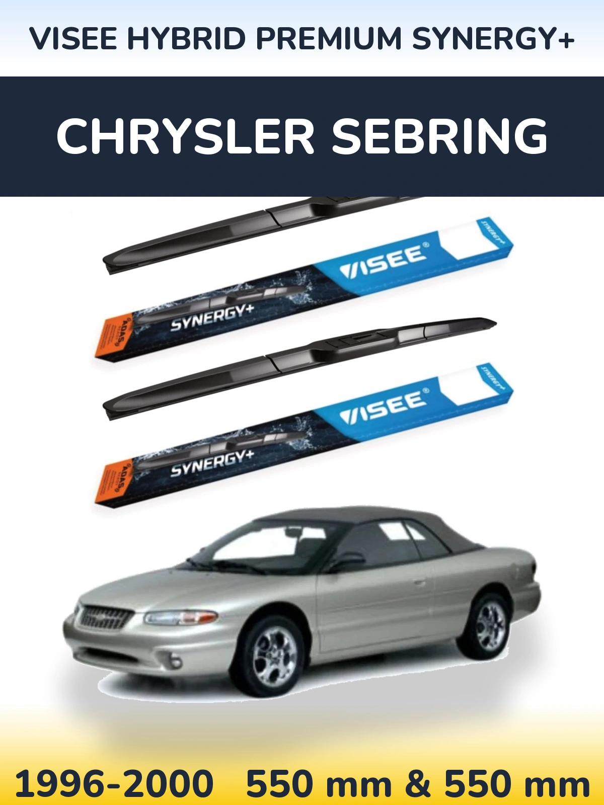 Front wiper blade set VISEE HYBRID PREMIUM SYNERGY+ 550 & 550 mm for Chrysler Sebring 1996-2000