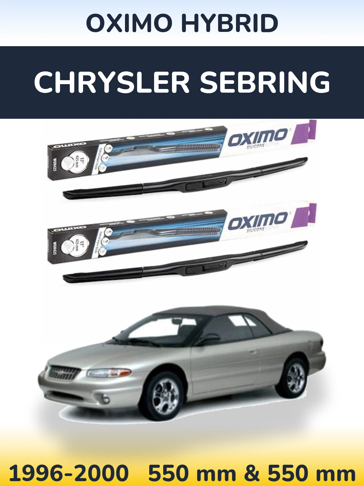 Front wiper blade set Oximo Hybrid 550 & 550 mm for Chrysler Sebring 1996-2000