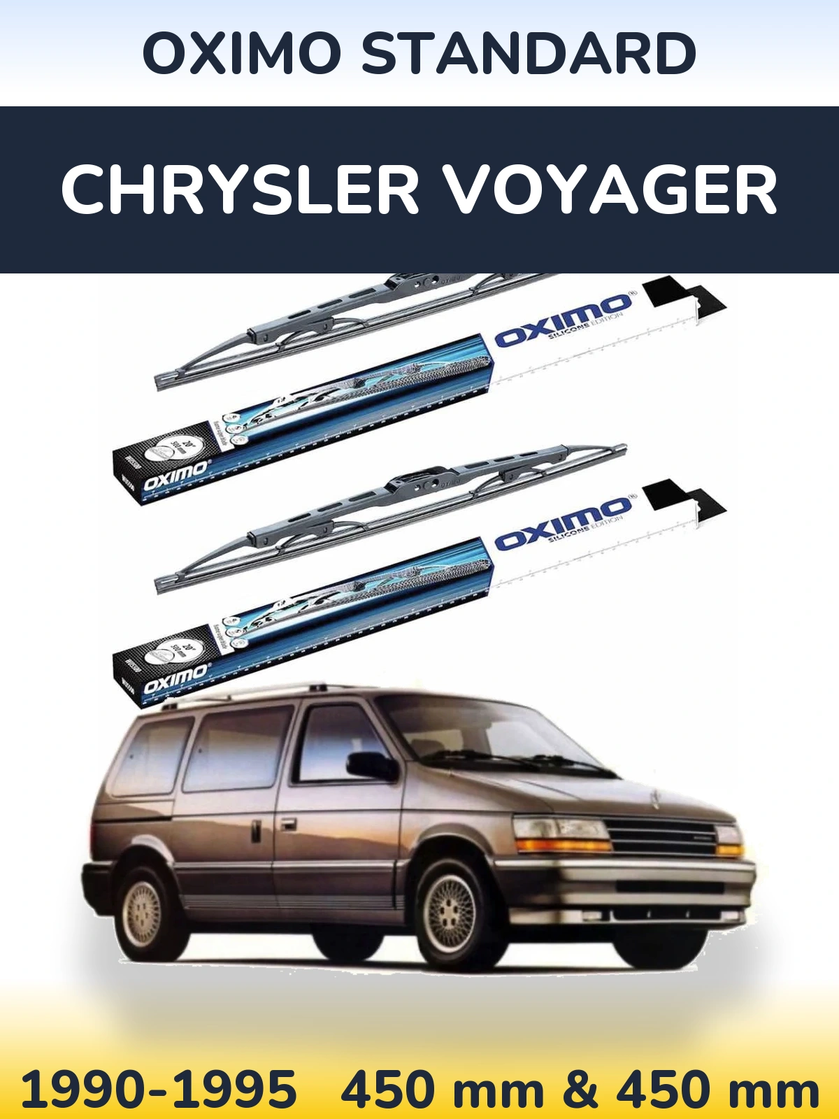 Комплект передніх щіток Oximo Standard 450 & 450 мм для Chrysler Voyager 1990-1995