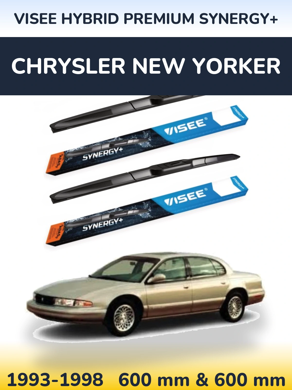 Комплект передніх щіток VISEE HYBRID PREMIUM SYNERGY+ 600 & 600 мм для Chrysler New Yorker 1993-1998