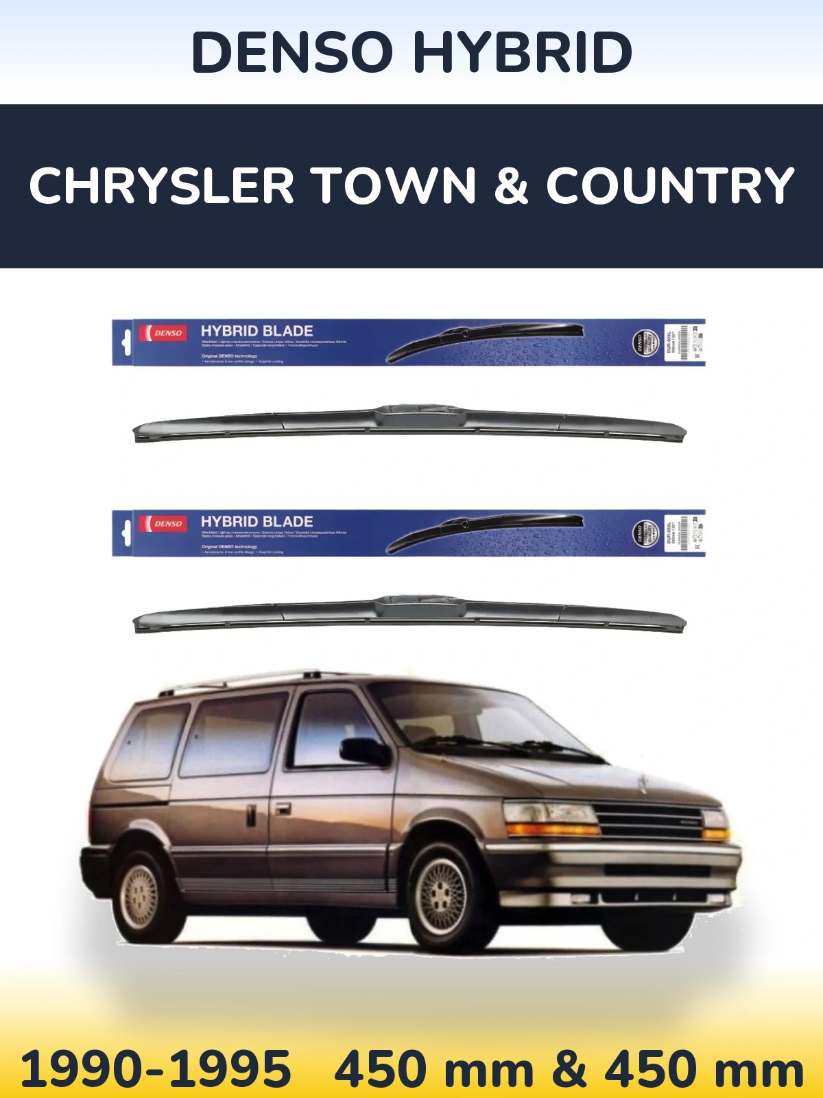 Комплект передних дворников Denso Hybrid 450 & 450 мм для Chrysler Town & Country 1990-1995