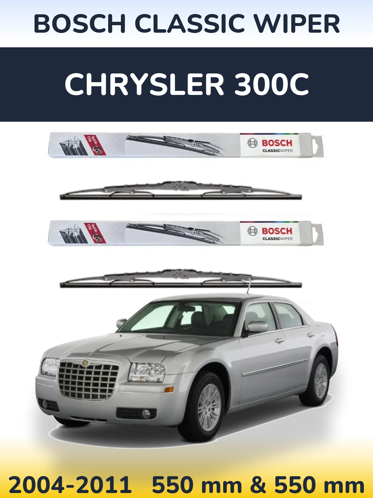 Front wiper blade set BOSCH Classic Wiper 550 & 550 mm for Chrysler 300C 2004-2011