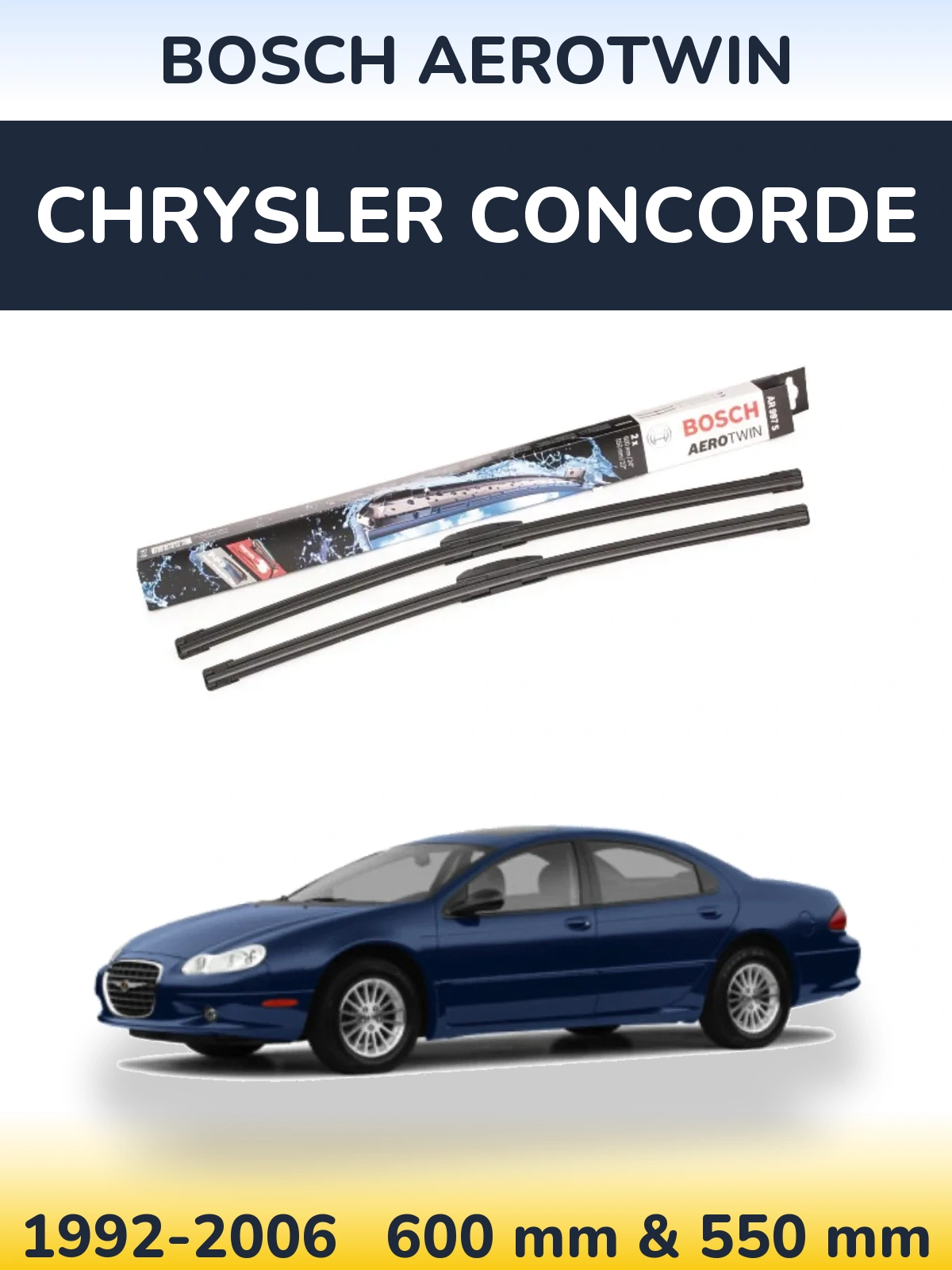 Комплект передніх щіток BOSCH AeroTwin 600 & 550 мм для Chrysler Concorde 1992-2006