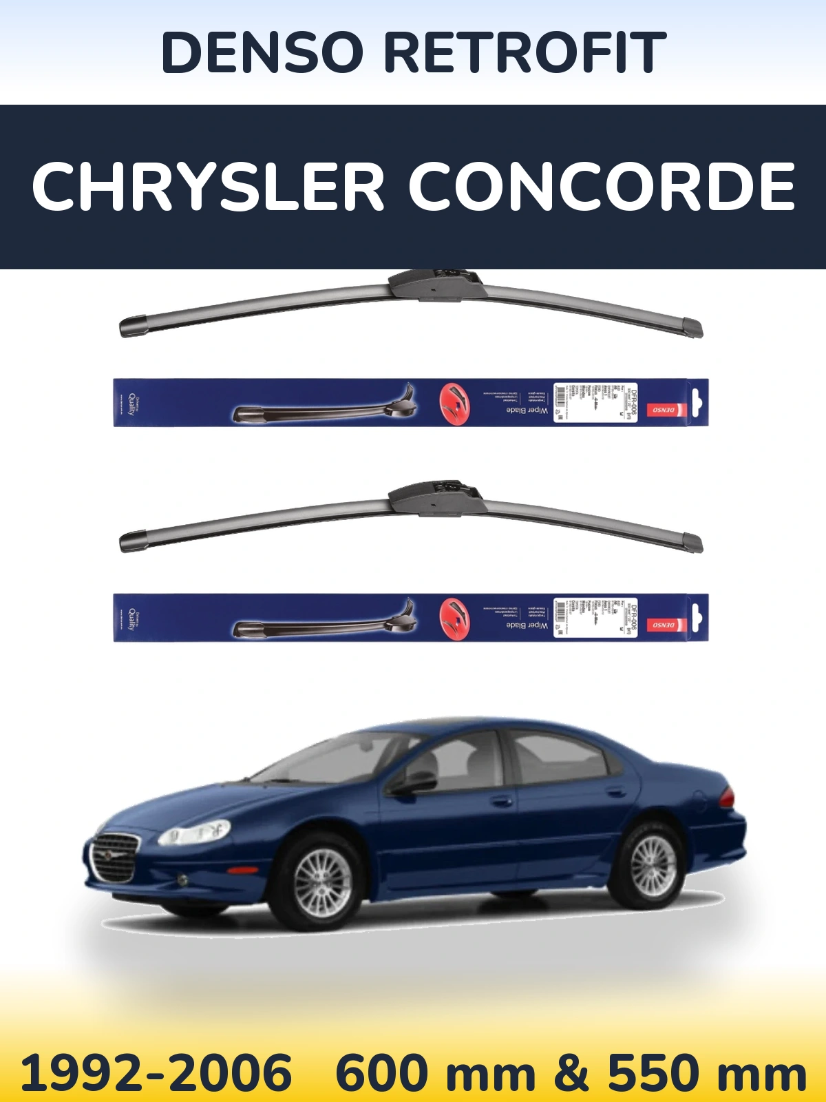 Комплект передніх щіток Denso Retrofit 600 & 550 мм для Chrysler Concorde 1992-2006