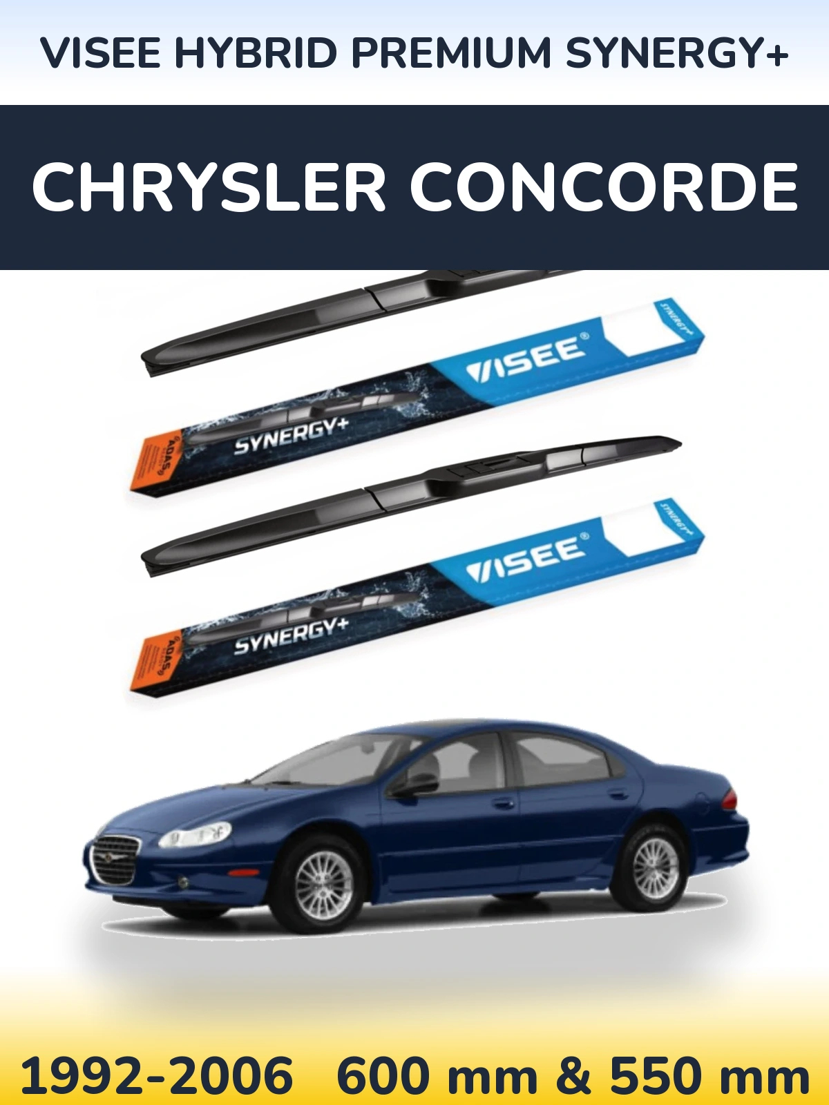 Комплект передніх щіток VISEE HYBRID PREMIUM SYNERGY+ 600 & 550 мм для Chrysler Concorde 1992-2006