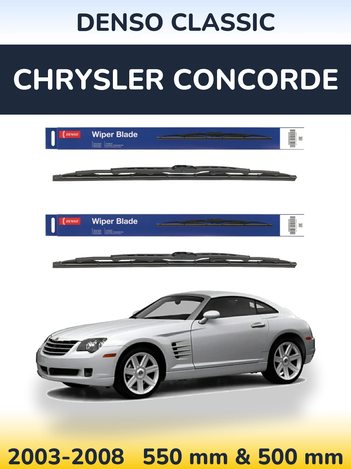 Front wiper blade set Denso Classic 550 & 500 mm for Chrysler Concorde 2003-2008