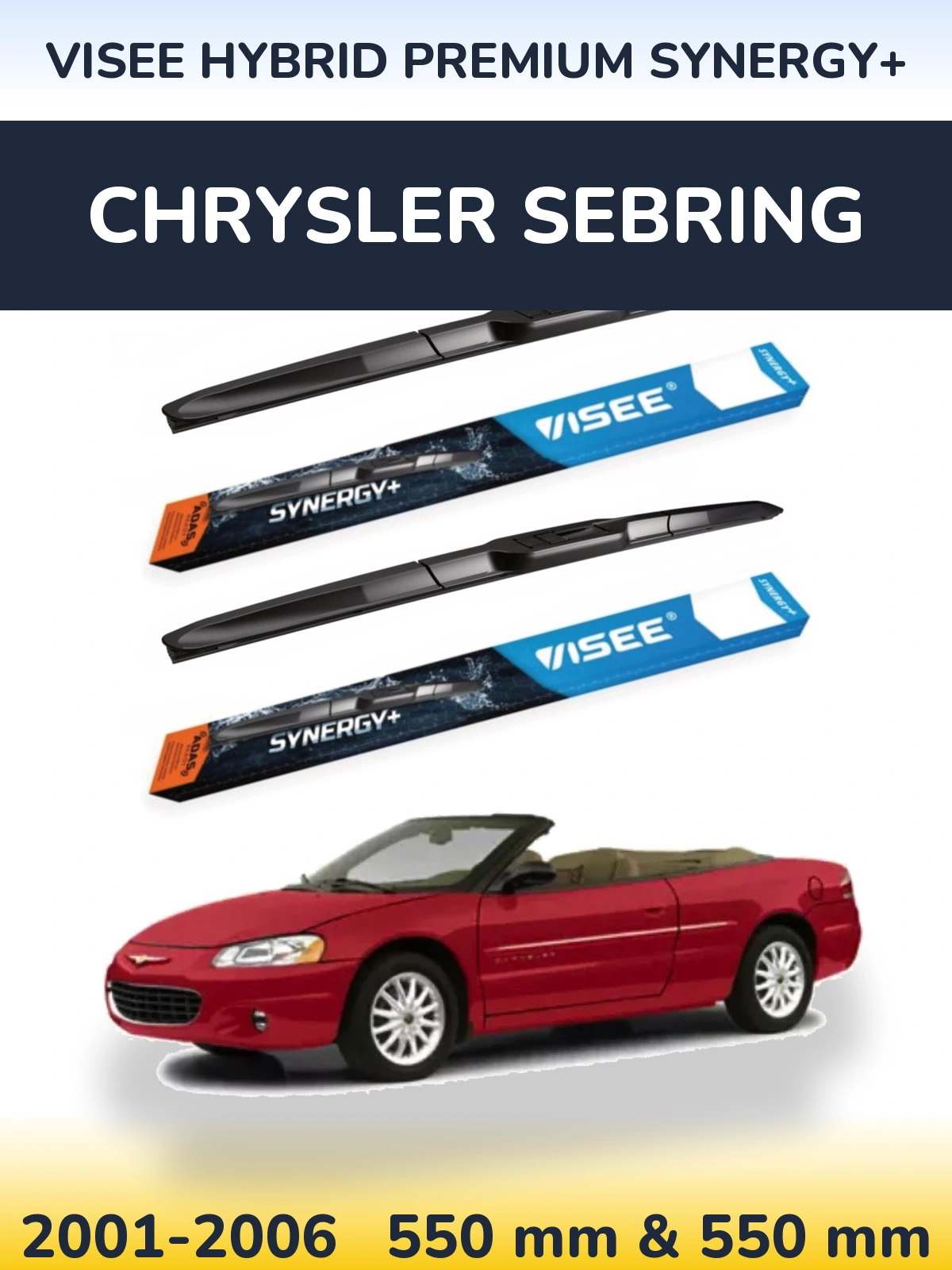 Front wiper blade set VISEE HYBRID PREMIUM SYNERGY+ 550 & 550 mm for Chrysler Sebring 2001-2006