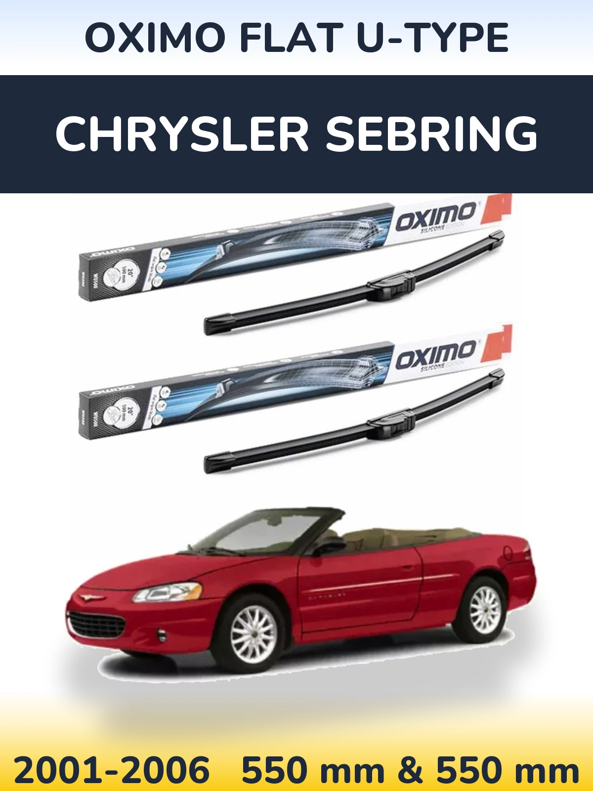 Комплект передних дворников Oximo Flat U-type 550 & 550 мм для Chrysler Sebring 2001-2006