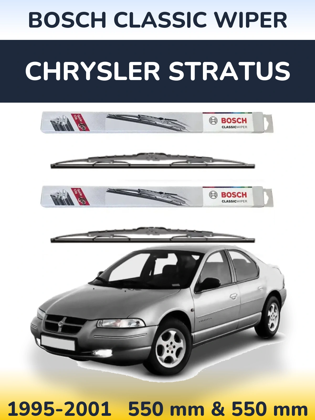 Комплект передніх щіток BOSCH Classic Wiper 550 & 550 мм для Chrysler Stratus 1995-2001