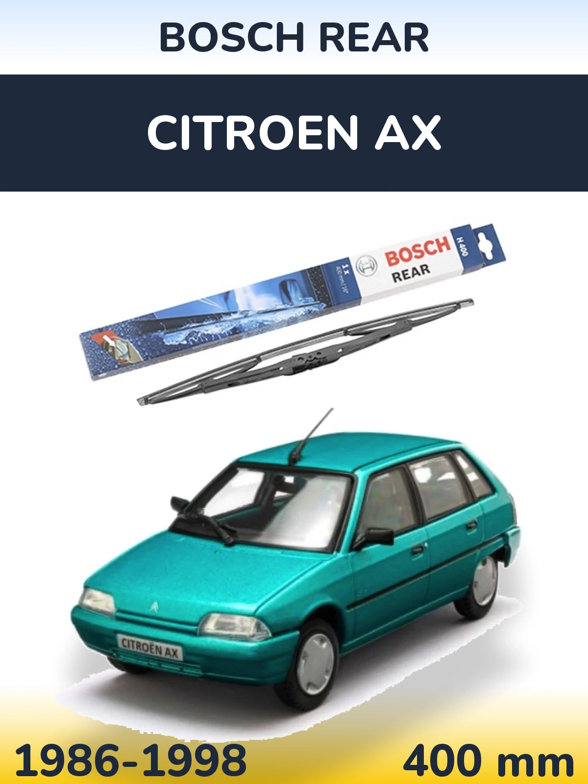 Rear wiper blade BOSCH Rear 400 mm for Citroen AX 1986-1998