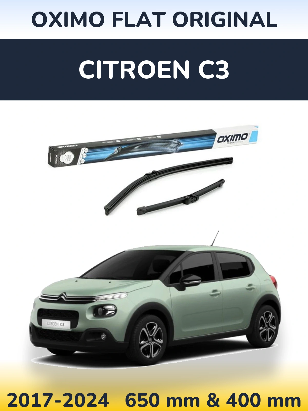 Front wiper blade set Oximo Flat Original 650 & 375 mm for Citroen C3 2017-2024